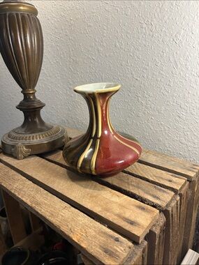Handcrafted Red and Brown Decorative Ceramic Vase Dark Academia